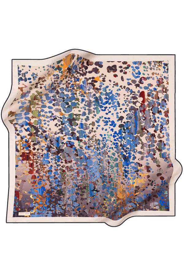 Leopar Desenli 90X90 Aker İpek Krep Saten Eşarp - Aker