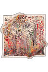 Bej Leopar Desenli 90X90 Aker İpek Krep Saten Eşarp 