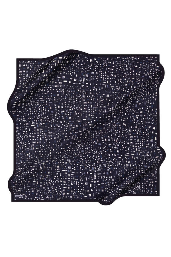 Geometrik Desenli 90X90 Aker İpek Tivil Eşarp - 1