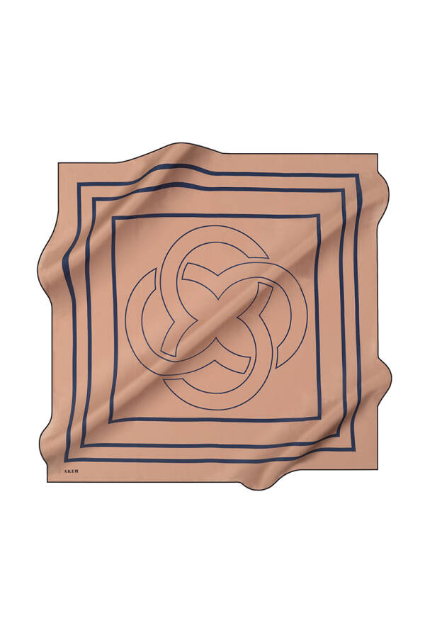 Logo Desenli 90X90 İpek Twill Eşarp - 1
