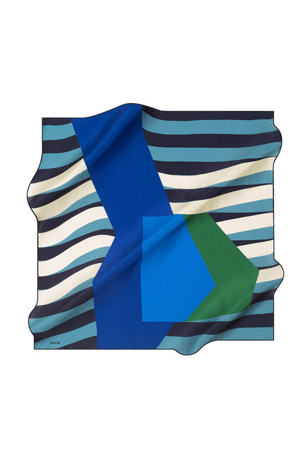 Geometrik Desenli 90X90 Aker İpek Tivil Eşarp - 1