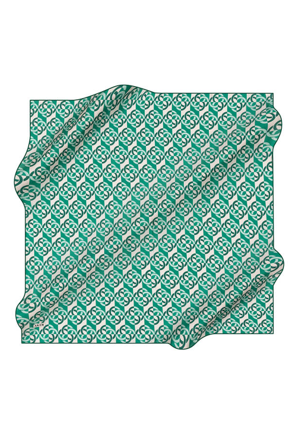 Logo Desenli 90X90 İpek Twill Eşarp - Aker