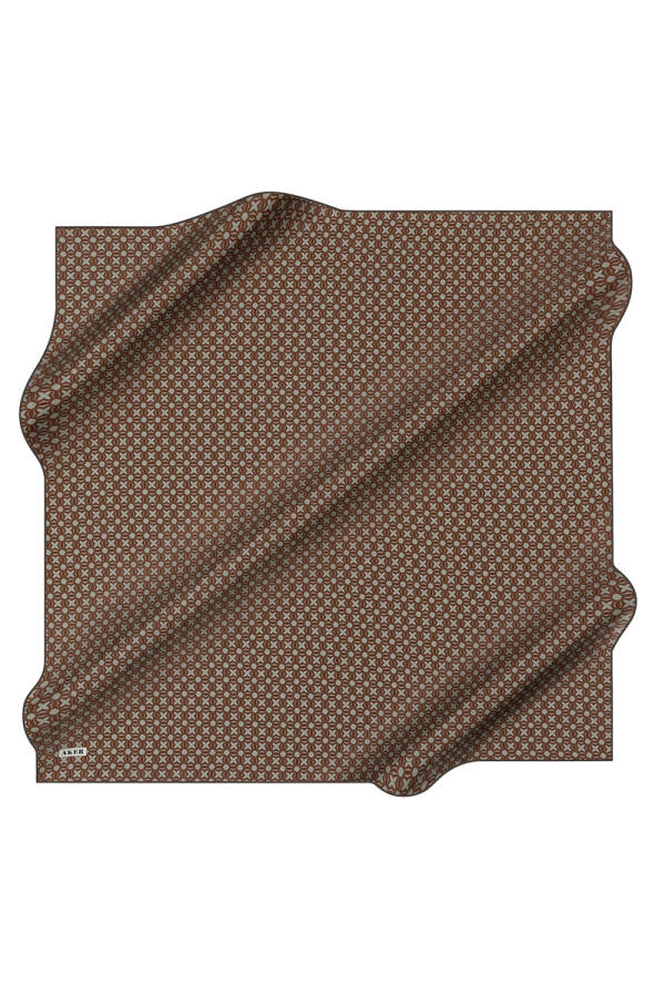 Renkli 90X90 Aker İpek Tivil Eşarp - 1