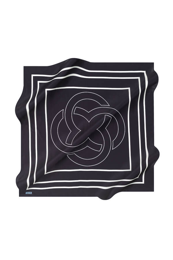 Logo Desenli 90X90 Aker İpek Tivil Eşarp - 1