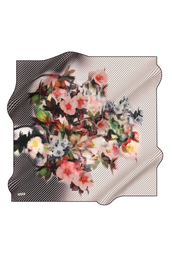 Çiçek Desenli 90X90 İpek Tivil - 1