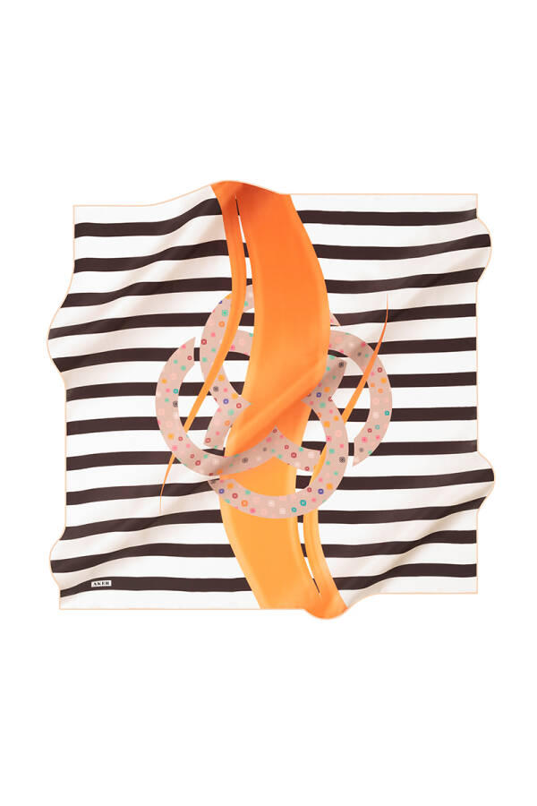 Logo Desenli 90X90 Aker İpek Tivil Eşarp - Aker