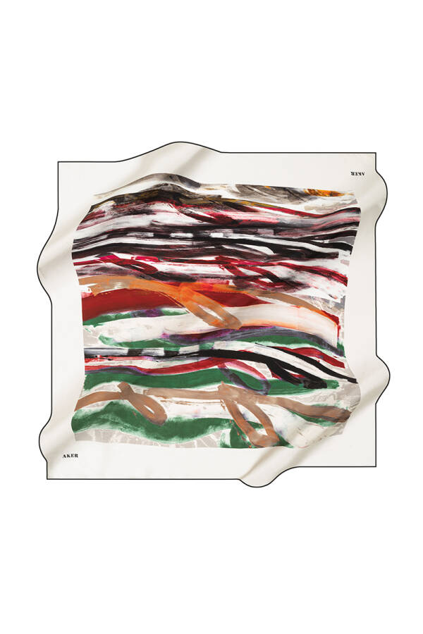 Fırça Desenli 90X90 Aker İpek Tivil Eşarp - 1