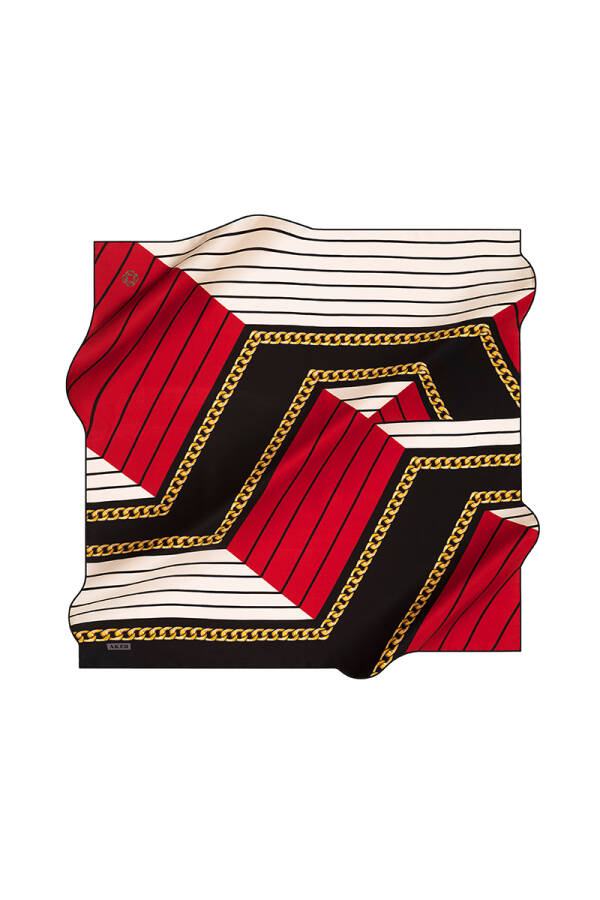 Zincir Desenli 90X90 Polyester Twill Eşarp - 1