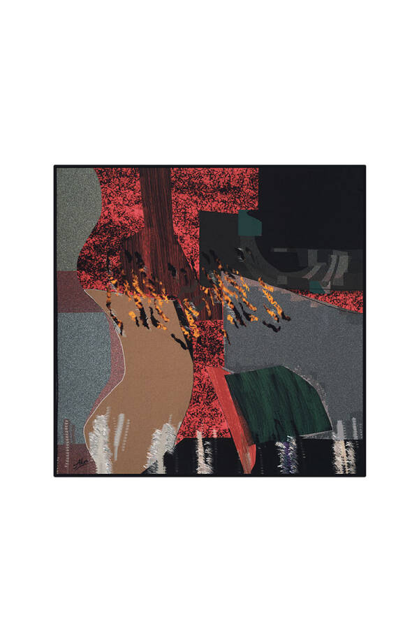 Geometrik Desenli 90X90 Aker Polyester Tivil - 1