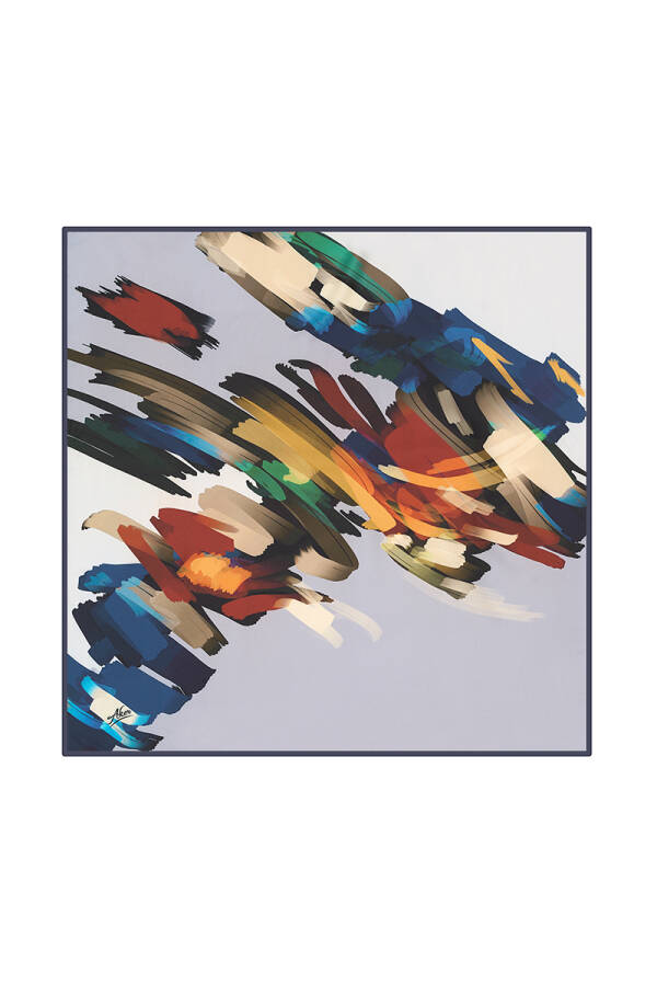 Renkli 90X90 Polyester Twill Eşarp - 1