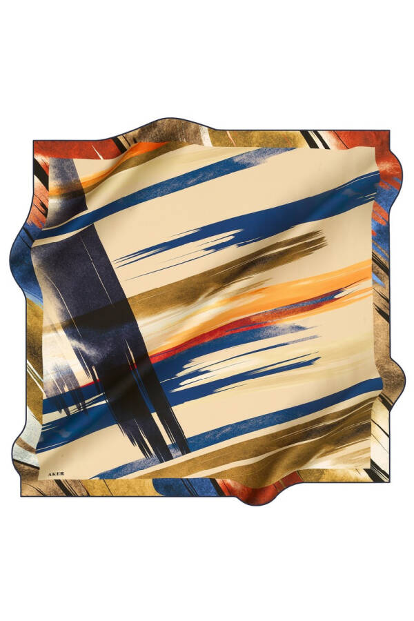 Fırça Desenli 90X90 Aker Polyester Tivil Eşarp - 1