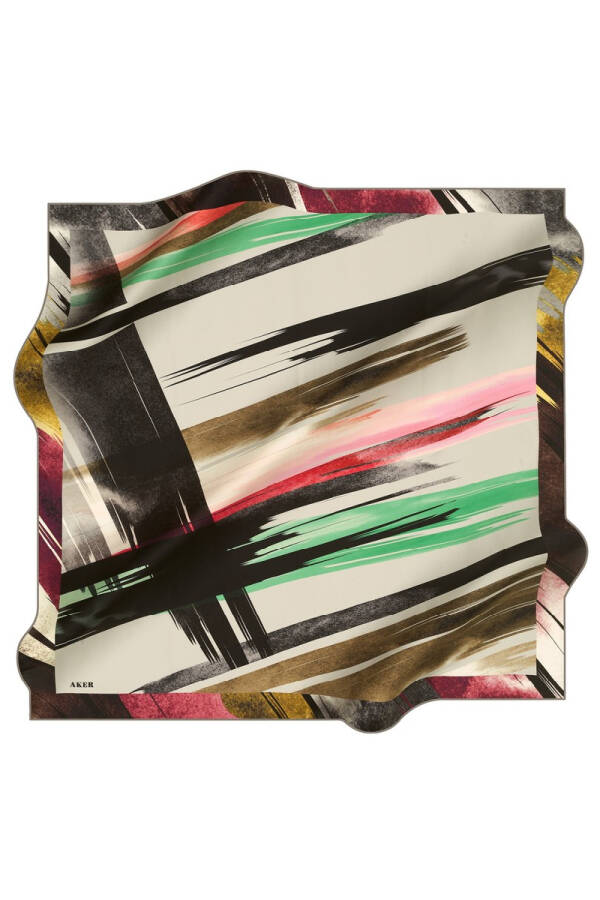 Fırça Desenli 90X90 Polyester Twill Eşarp - 1
