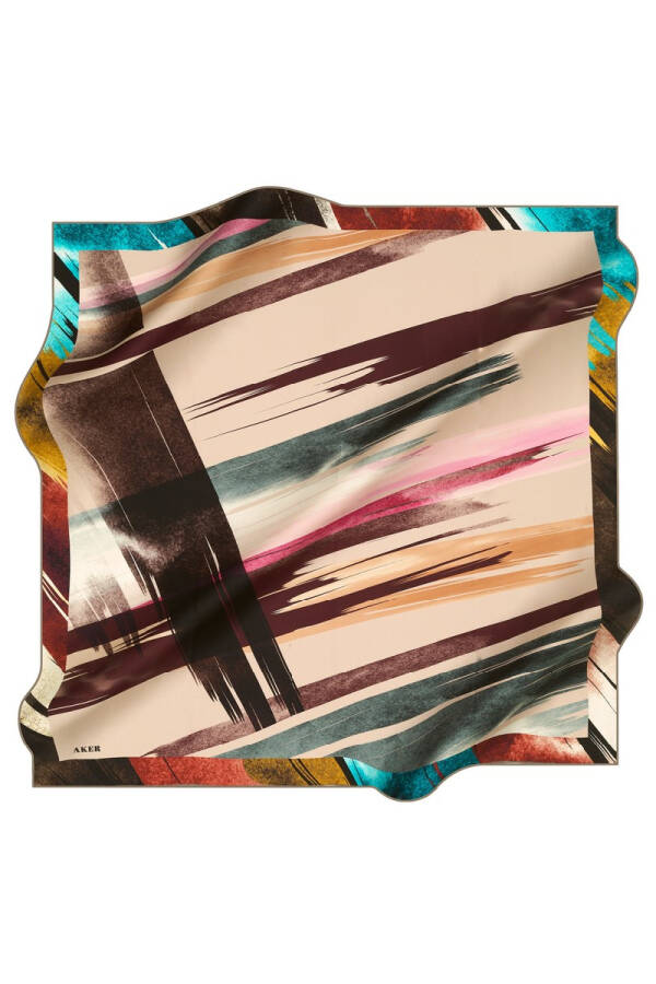 Fırça Desenli 90X90 Aker Polyester Tivil Eşarp - 1