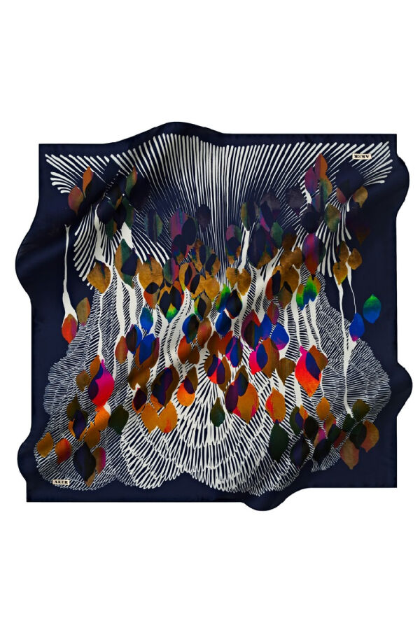 Çiçek Desenli 90X90 Polyester Twill Eşarp - 1