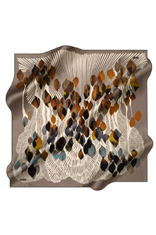 Çiçek Desenli 90X90 Polyester Twill Eşarp - 1