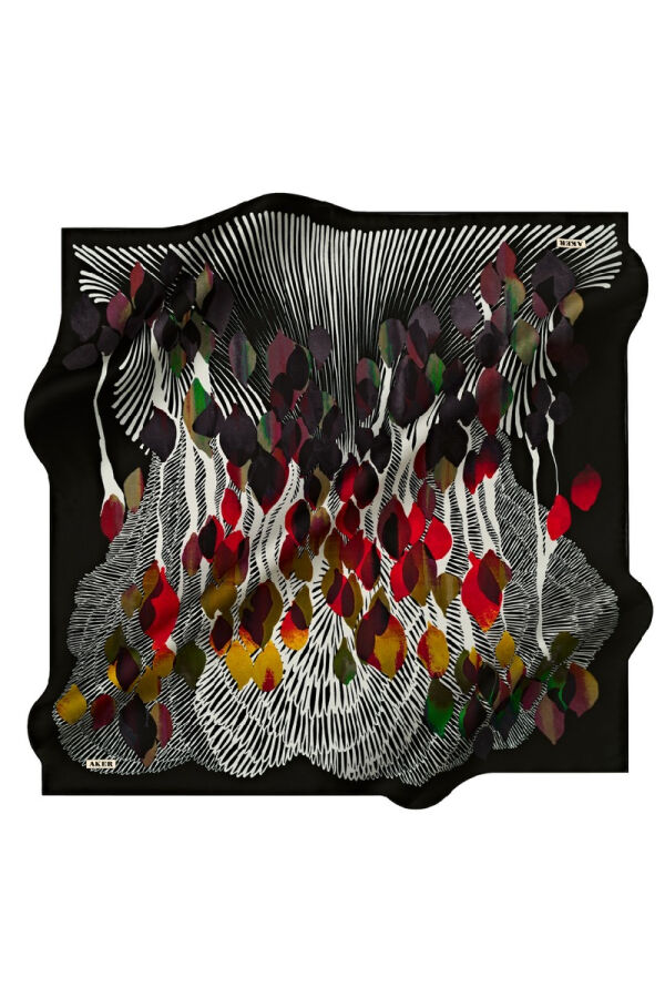 Çiçek Desenli 90X90 Polyester Twill Eşarp - 1