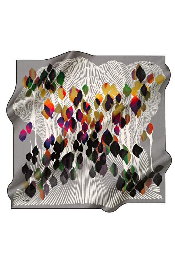 Çiçek Desenli 90X90 Polyester Twill Eşarp - 1