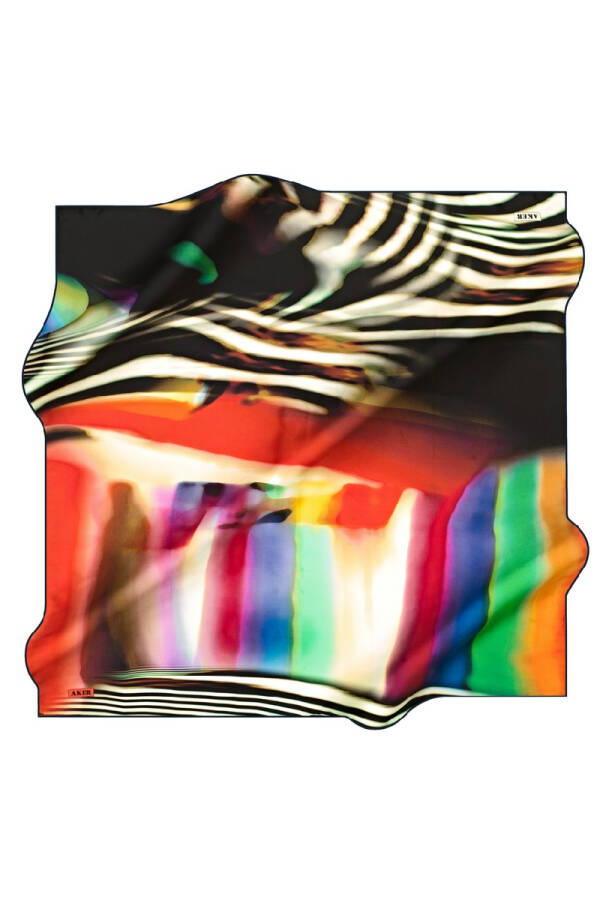 Geometrik Desenli 90X90 Polyester Twill Eşarp - 1