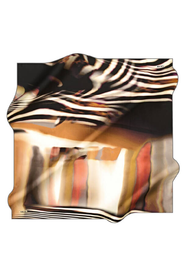 Geometrik Desenli 90X90 Polyester Twill Eşarp - 1