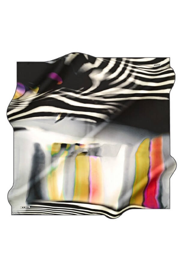 Geometrik Desenli 90X90 Polyester Twill Eşarp - 1