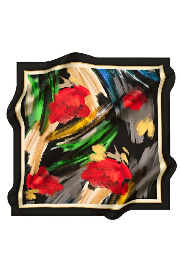 Fırça Desenli 90X90 Polyester Twill Eşarp - Aker