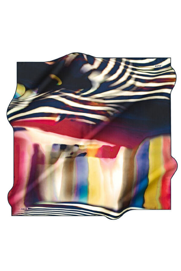 Geometrik Desenli 90X90 Polyester Twill Eşarp - 1