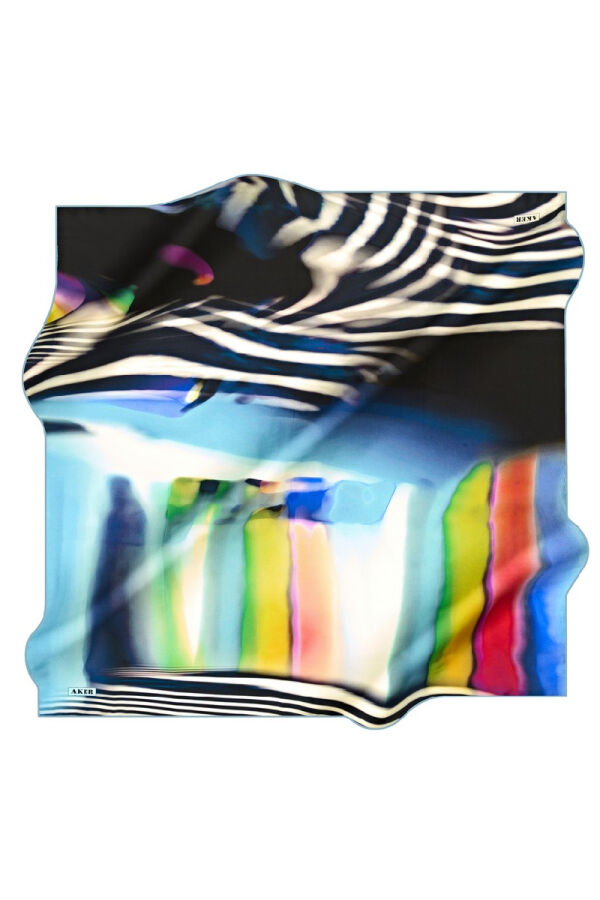 Geometrik Desenli 90X90 Polyester Twill Eşarp - 1