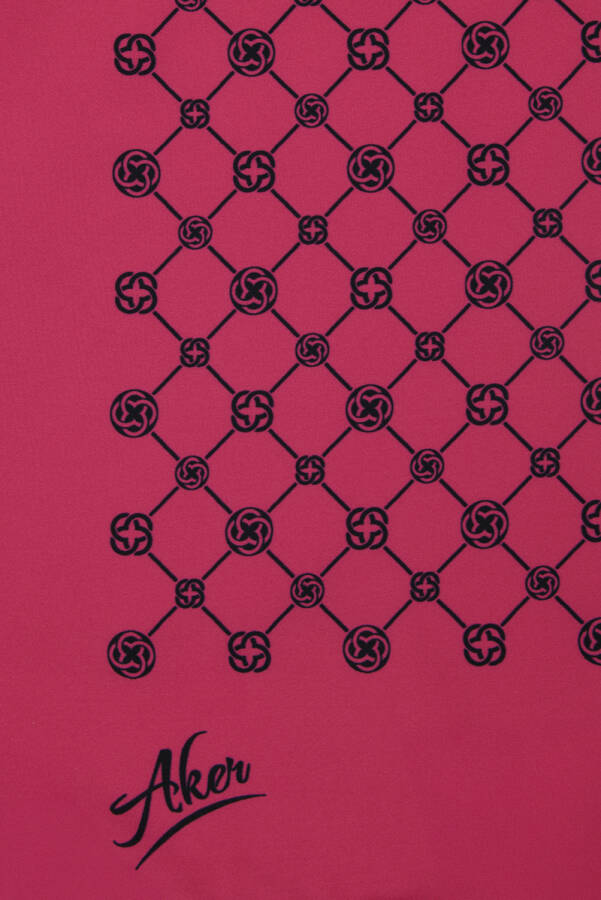 Pembe Logo Desenli 90X90 Polyester Twill Eşarp - Aker (1)