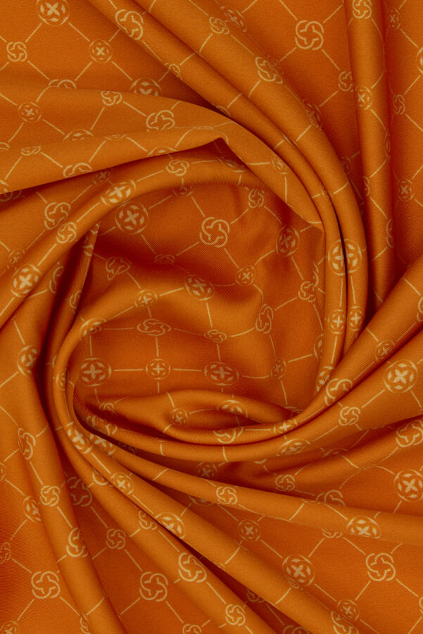 Turuncu 90X90 Polyester Twill Eşarp - 3