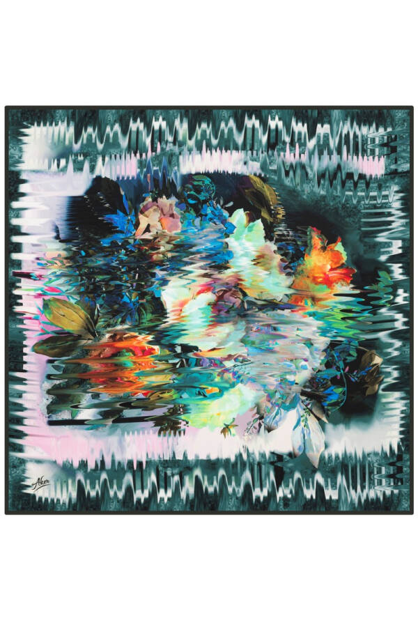 Çiçek Desenli 90X90 Polyester Twill Eşarp - 1