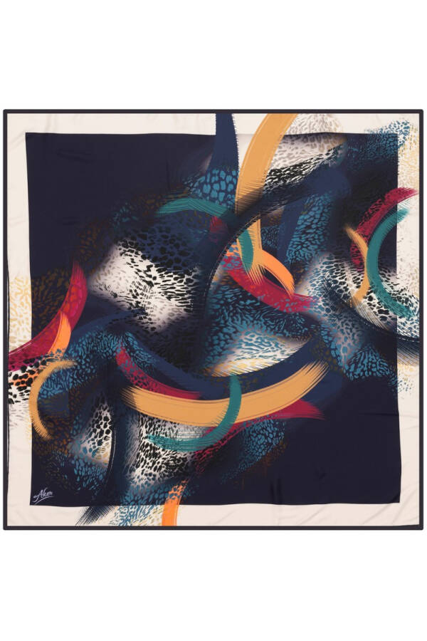 Fırça Desenli 90X90 Aker Polyester Tivil Eşarp - Aker