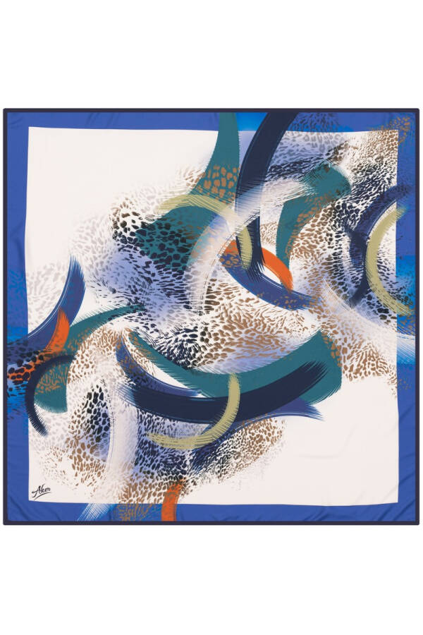 Fırça Desenli 90X90 Polyester Twill Eşarp - 1