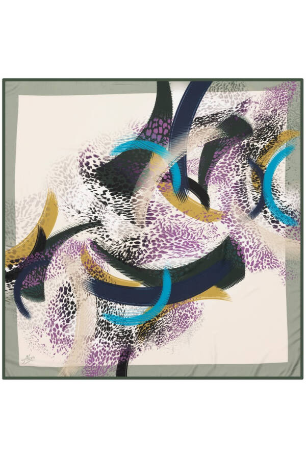 Fırça Desenli 90X90 Polyester Twill Eşarp - 1