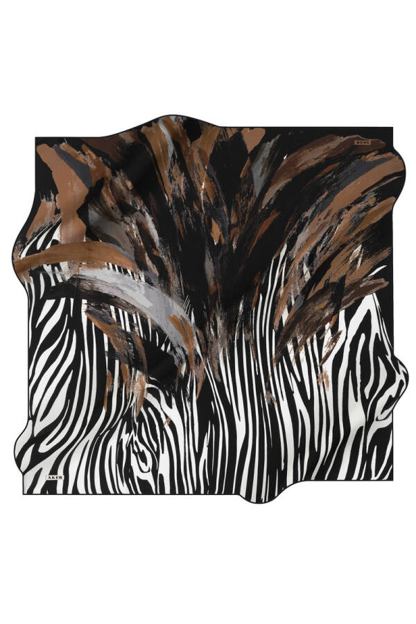 Fırça Desenli 90X90 Aker Polyester Tivil Eşarp - 1