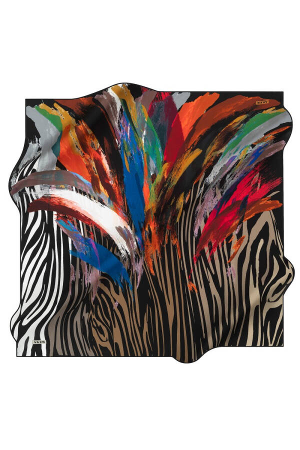 Fırça Desenli 90X90 Aker Polyester Tivil Eşarp - 1