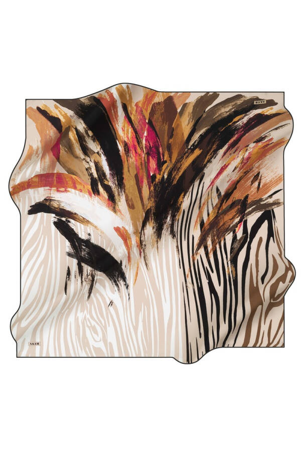 Fırça Desenli 90X90 Aker Polyester Tivil Eşarp - 1