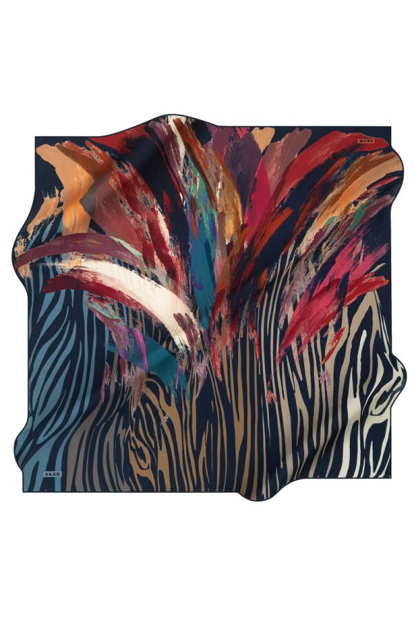 Fırça Desenli 90X90 Aker Polyester Tivil Eşarp - 1