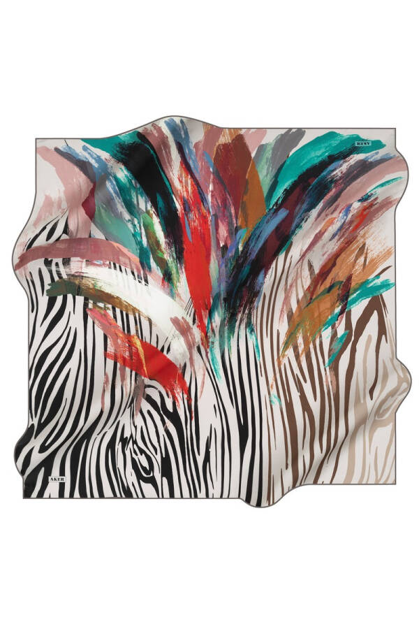 Fırça Desenli 90X90 Aker Polyester Tivil Eşarp - 1