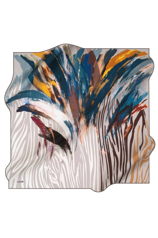 Fırça Desenli 90X90 Aker Polyester Tivil Eşarp - 1