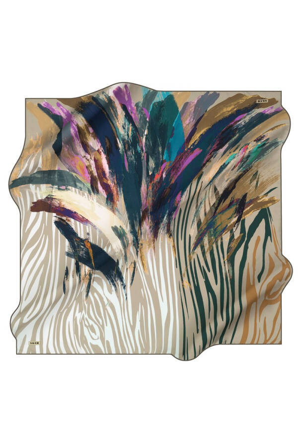 Fırça Desenli 90X90 Aker Polyester Tivil Eşarp - 1