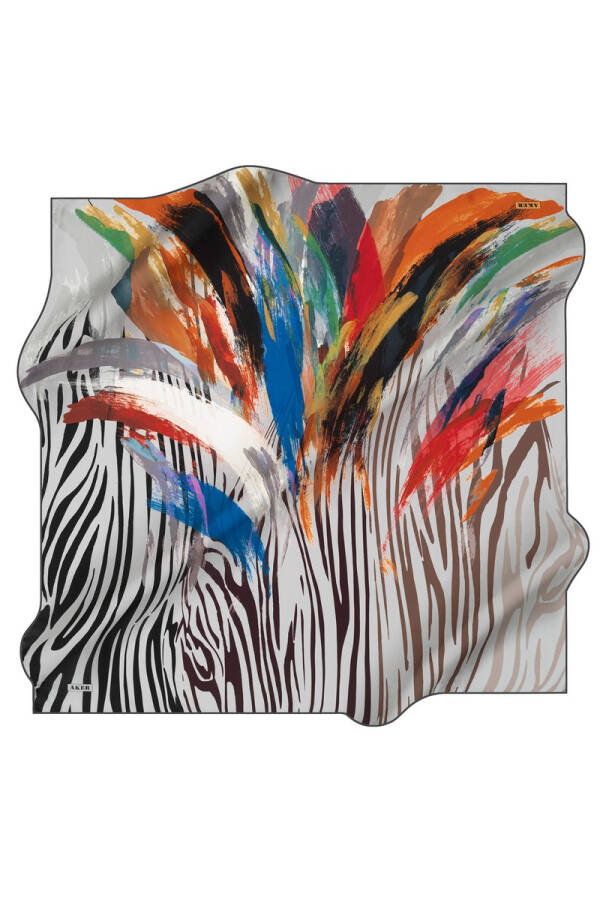 Fırça Desenli 90X90 Aker Polyester Tivil Eşarp - 1