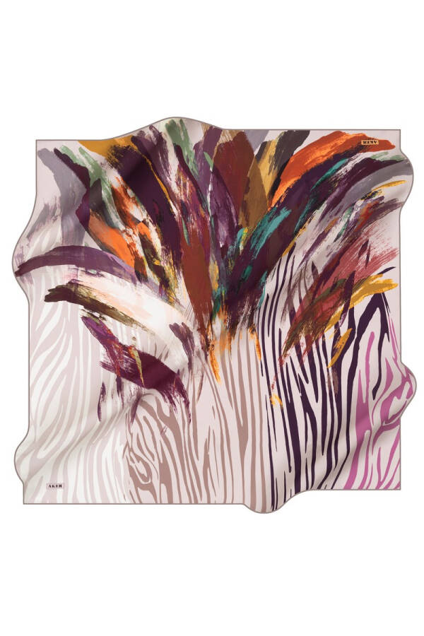 Fırça Desenli 90X90 Aker Polyester Tivil Eşarp - 1
