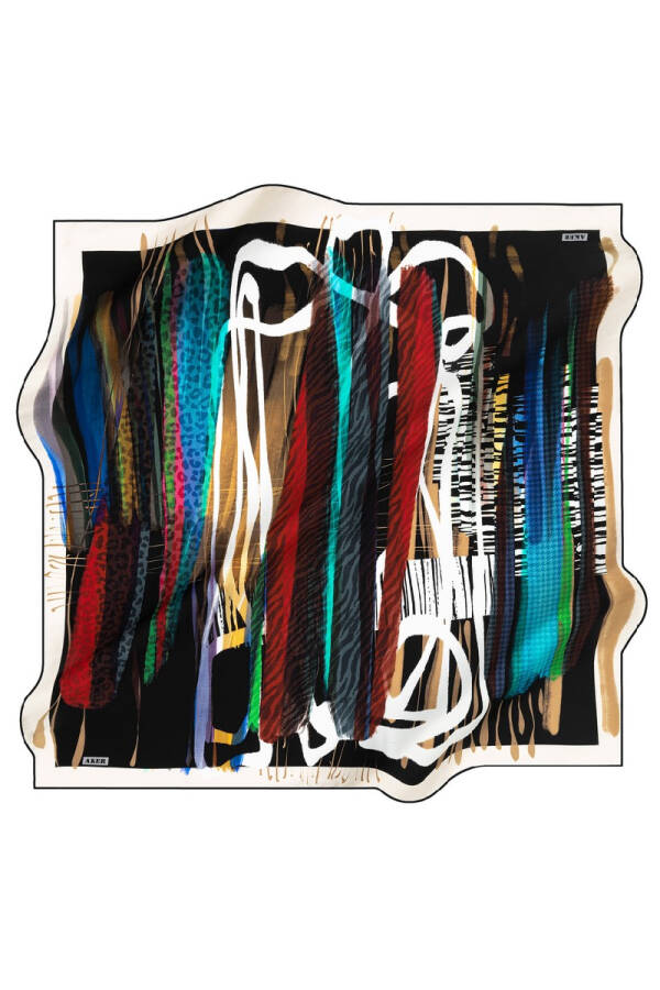 Fırça Desenli 90X90 Aker Polyester Tivil Eşarp - 1