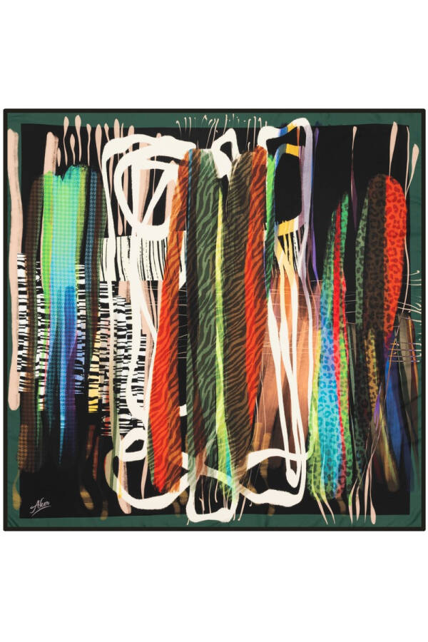 Fırça Desenli 90X90 Polyester Twill Eşarp - 1