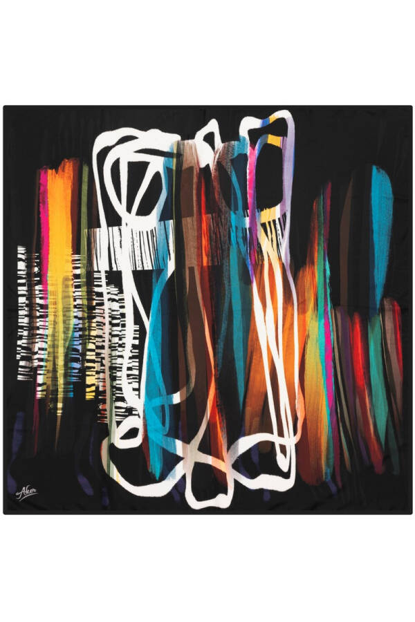 Fırça Desenli 90X90 Aker Polyester Tivil Eşarp - 1