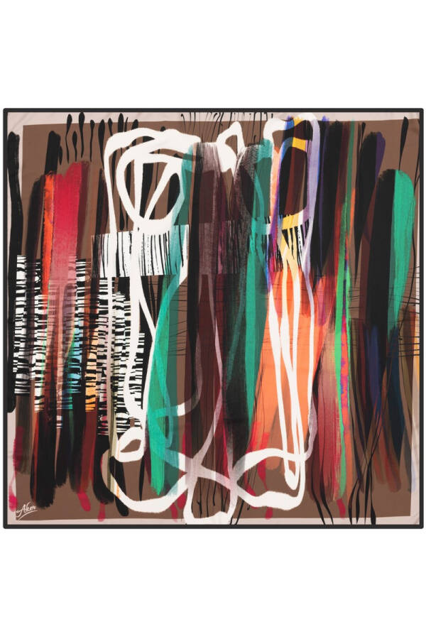 Fırça Desenli 90X90 Aker Polyester Tivil Eşarp - 1