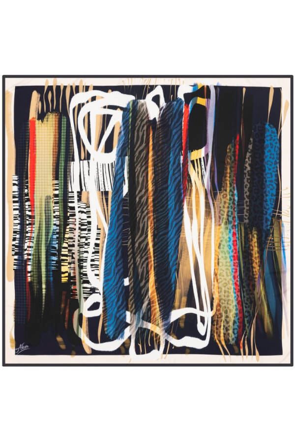 Fırça Desenli 90X90 Aker Polyester Tivil Eşarp - 1