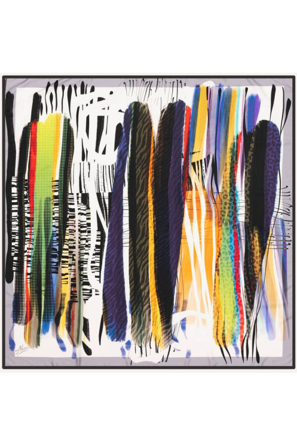 Fırça Desenli 90X90 Polyester Twill Eşarp - 1