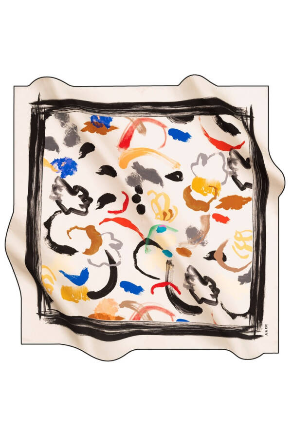 Fırça Desenli 90X90 Aker Polyester Tivil Eşarp - Aker