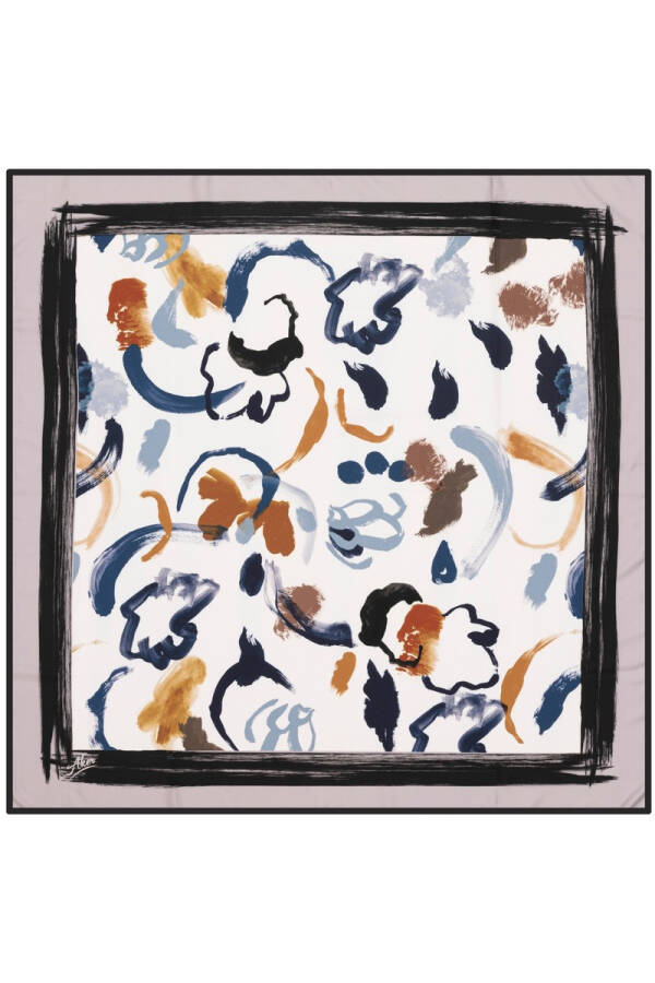 Fırça Desenli 90X90 Aker Polyester Tivil Eşarp - 1